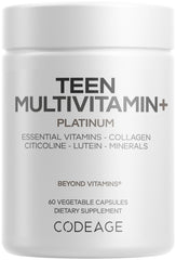Codeage Teen Multivitamin+ Platinum bottle packshot showing teen nutrition support.