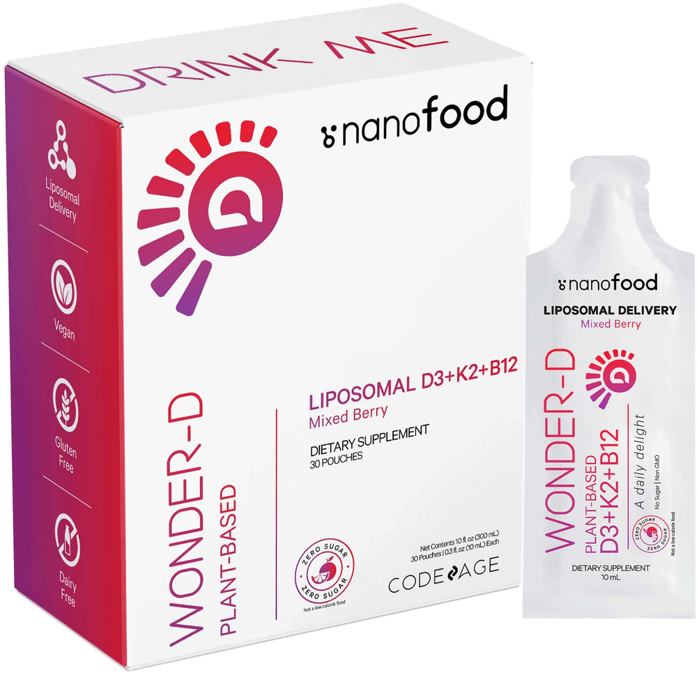 Codeage Wonder-D berry sachet front view for easy daily Vitamin D3 support.