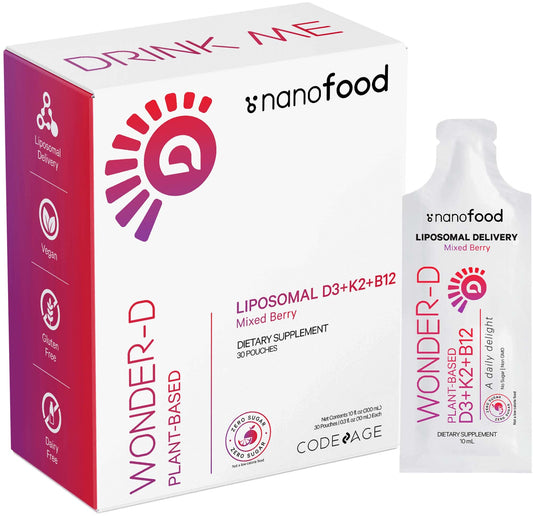 Codeage Wonder-D berry sachet front view for easy daily Vitamin D3 support.