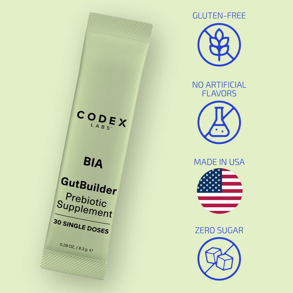 Codex Beauty GutBuilder bottle pouring into a glass for easy daily use.