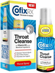 CofixRX Throat Cleanse bottle with lemon flavor for daily throat comfort on the go.