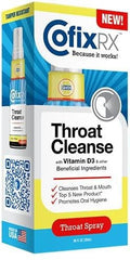 CofixRX throat spray application showing easy, travel-friendly use for on-the-go relief.