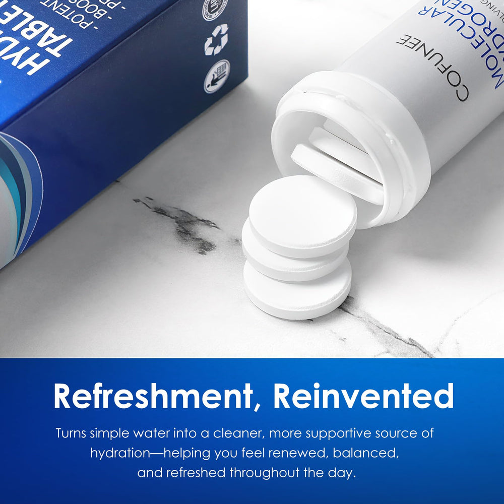 COFUNEE tablets in a glass delivering clean hydration