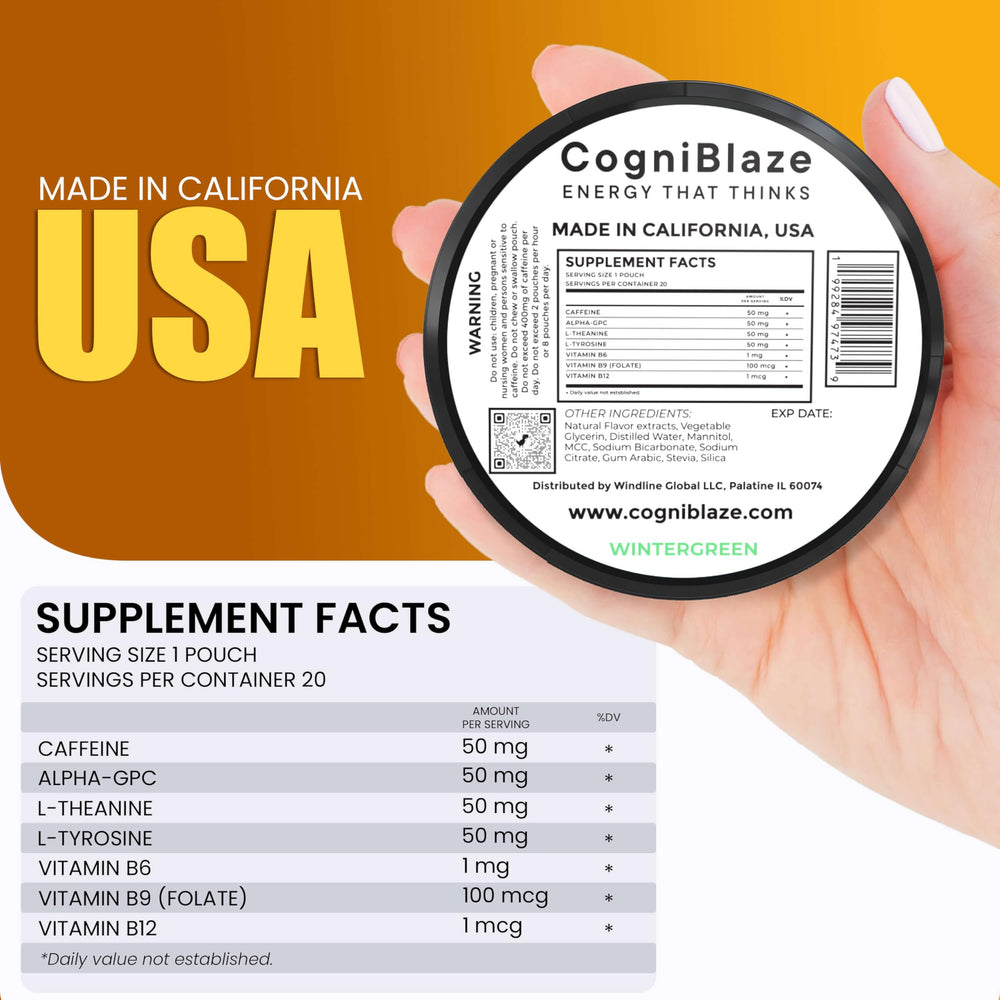 CogniBlaze Wintergreen pouch being opened for easy one-dose use