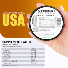 CogniBlaze Wintergreen pouch being opened for easy one-dose use