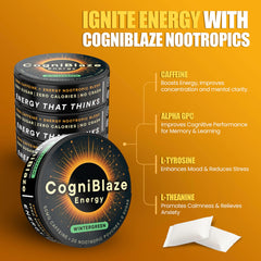 CogniBlaze Wintergreen pouches on a desk for focused study sessions