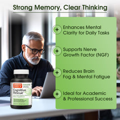 Unopened Cognitive Rescue bottle on a desk ready for routine