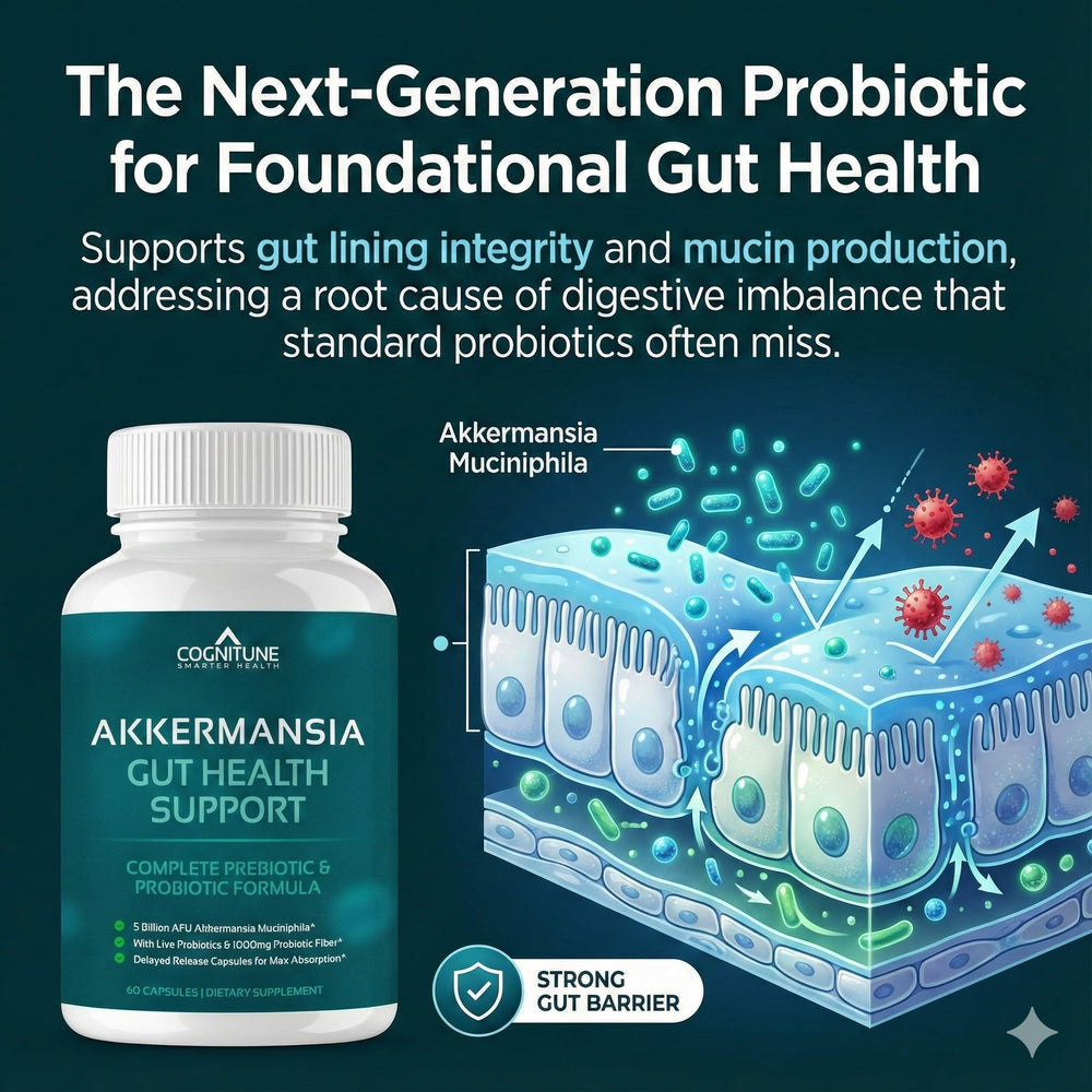 CogniTune delayed-release capsules visible for improved survival through stomach acid
