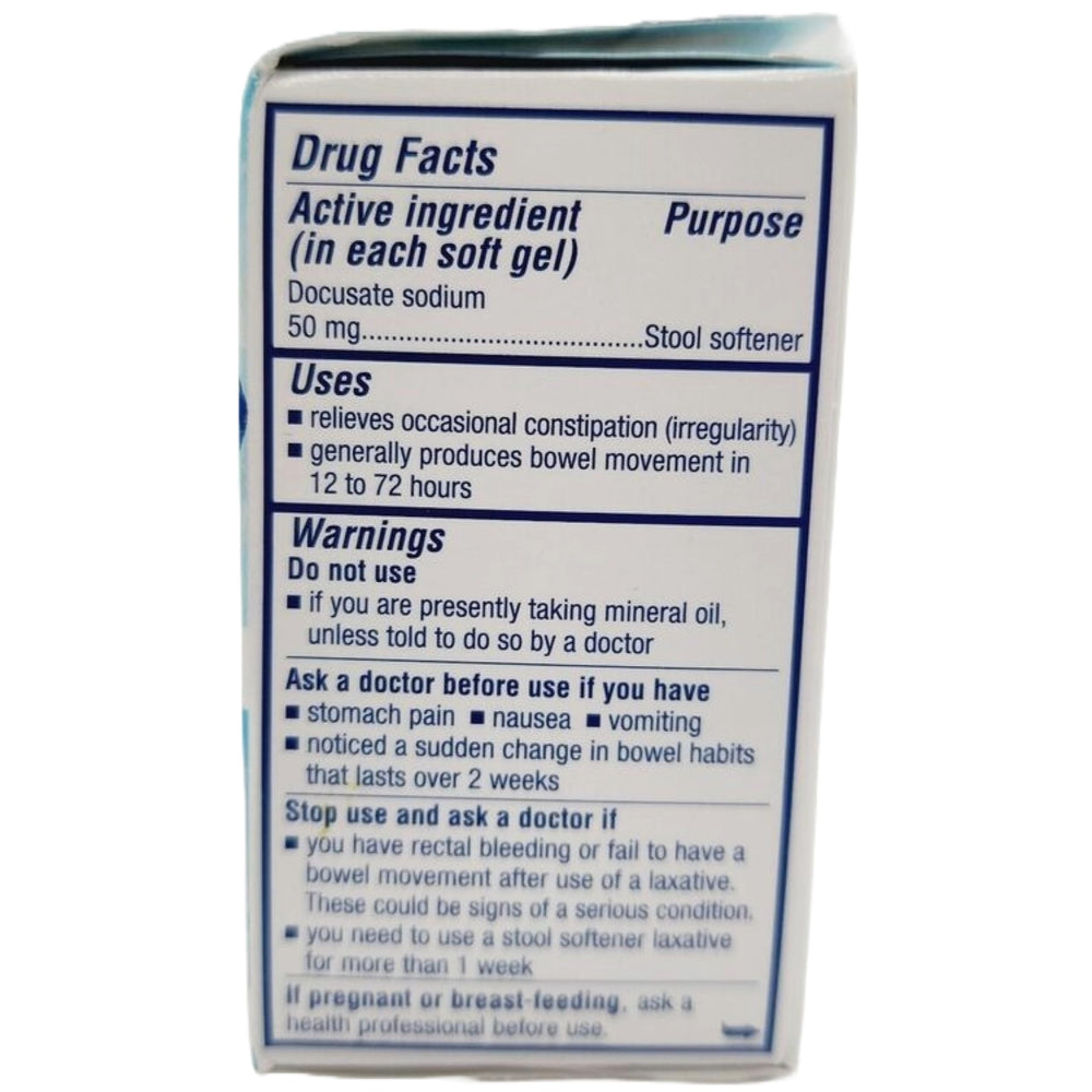 Colace Clear Docusate box front showing a 3-pack value.