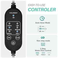 COLDSOOT timer and flow control for tailored therapy sessions and comfort