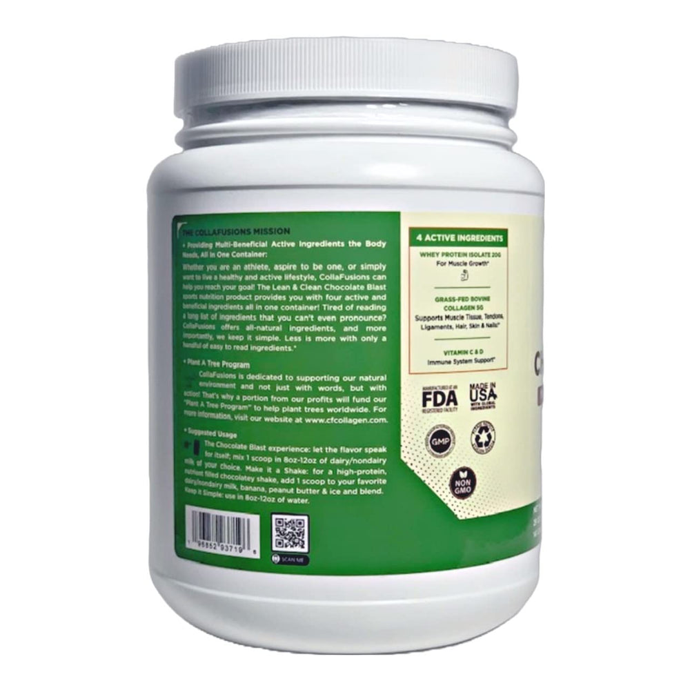 CollaFusions ingredients panel highlights grass-fed collagen and vitamins C and D.