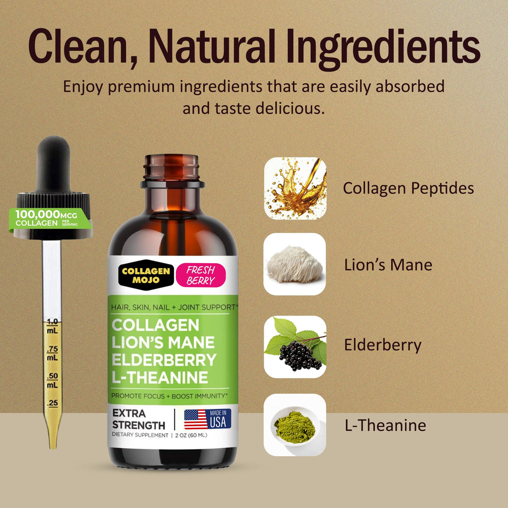 Collagen Mojo Lions Mane shot highlights focus and cognitive clarity.