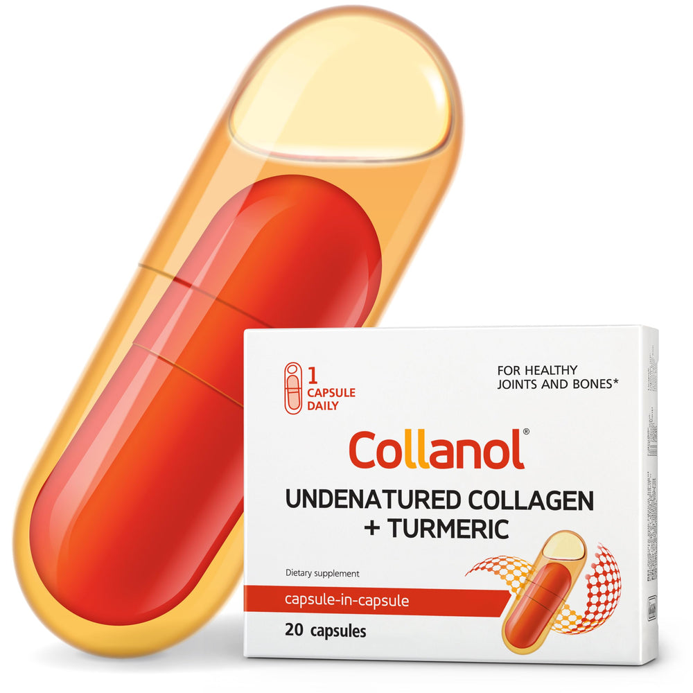 Collanol dual-action formula bottle highlights daily joint support potential.