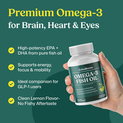 ColonBroom Omega-3 label highlights EPA and DHA benefits.
