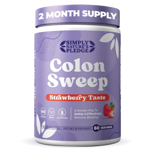 Colonsweep psyllium powder container shown for daily fiber support and gentle cleansing.