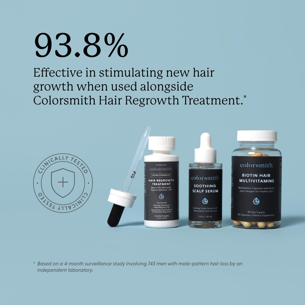 Colorsmith Biotin Hair Multivitamins bottle on countertop with natural light.