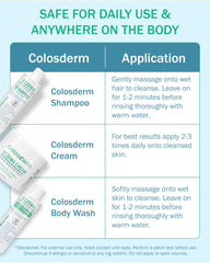 Colosderm aloe and almond oil nourish the skin during application.
