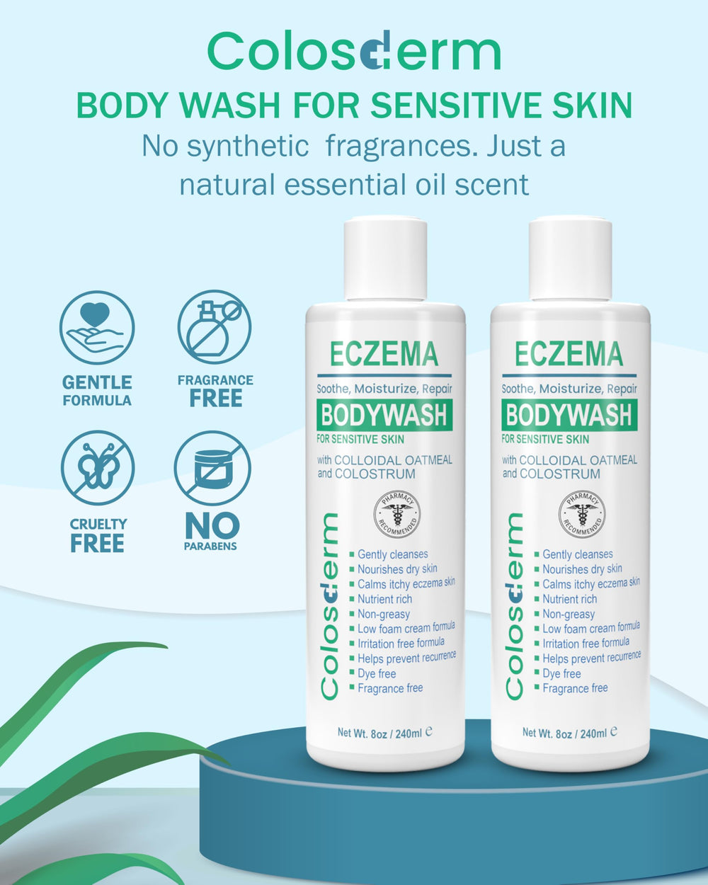 Dispensing pump enables easy, mess-free application for sensitive skin.