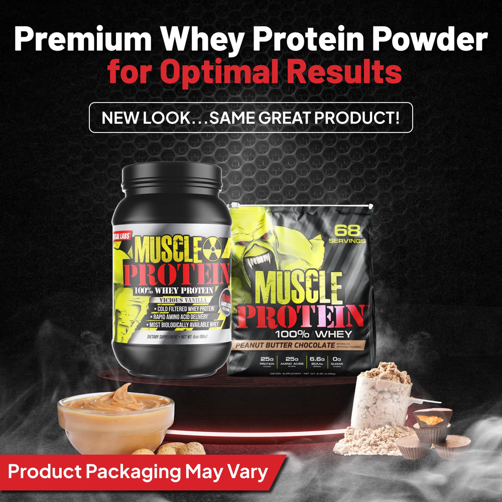 Packaging variants of COLOSSAL LABS whey protein on display