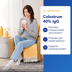 Colostrum bottle close-up highlighting premium ingredient for wellness.