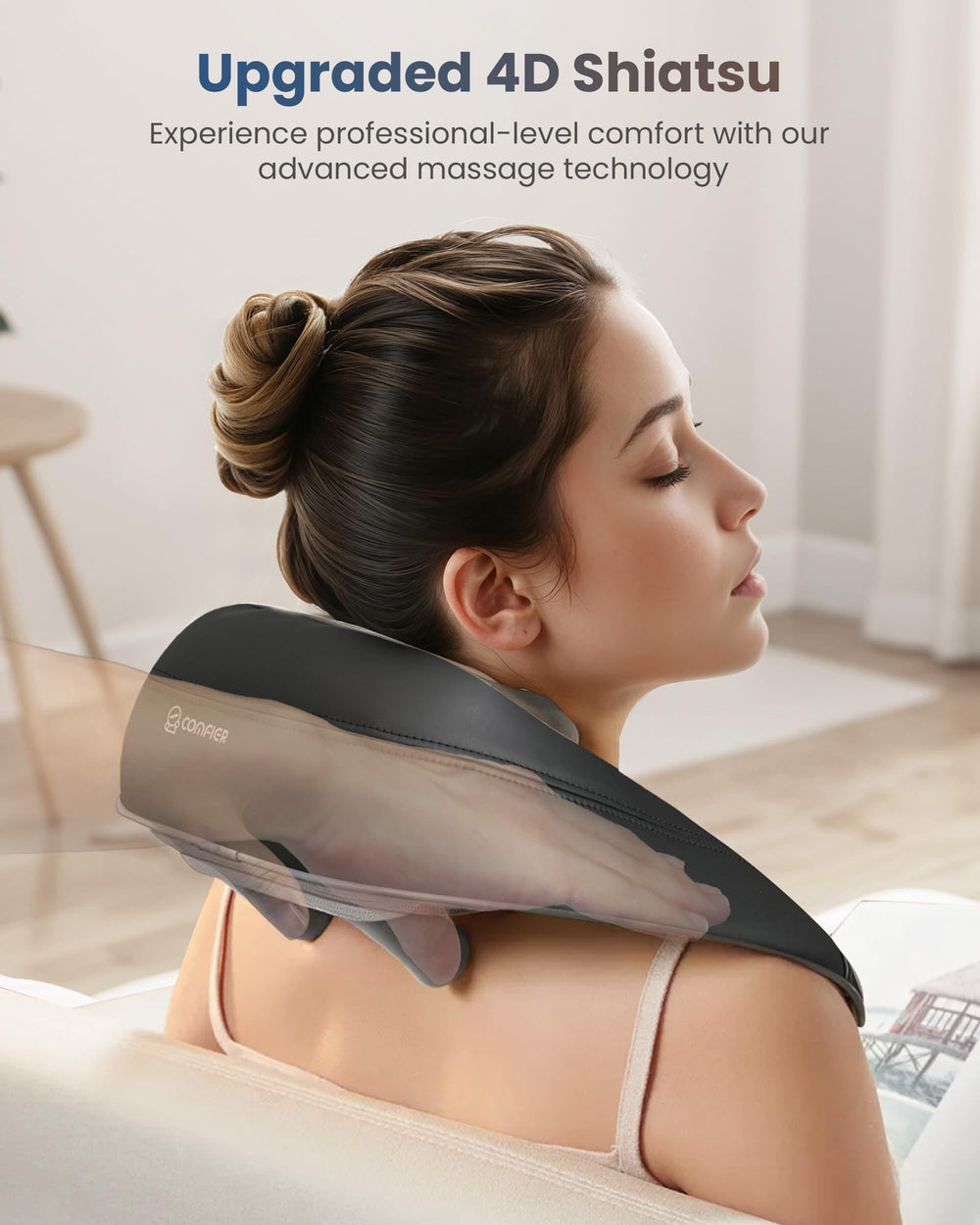 COMFIER 4D neck massager with dual intensity modes for customizable comfort.