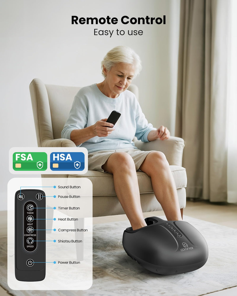 COMFIER gift-ready massager shown as a thoughtful gift option.