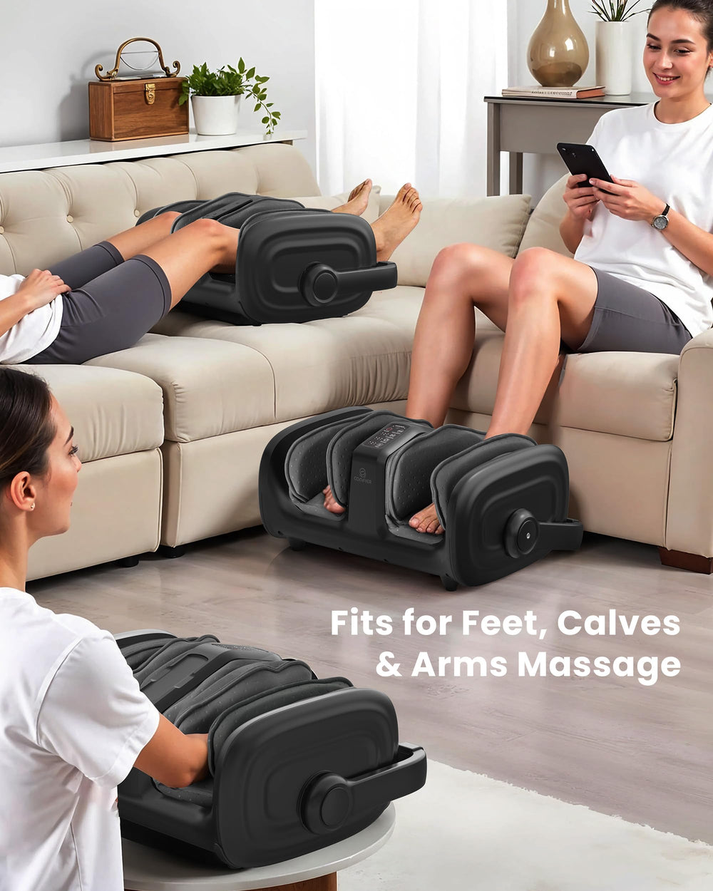 COMFIER 360-degree stand supports versatile calf massage and table use
