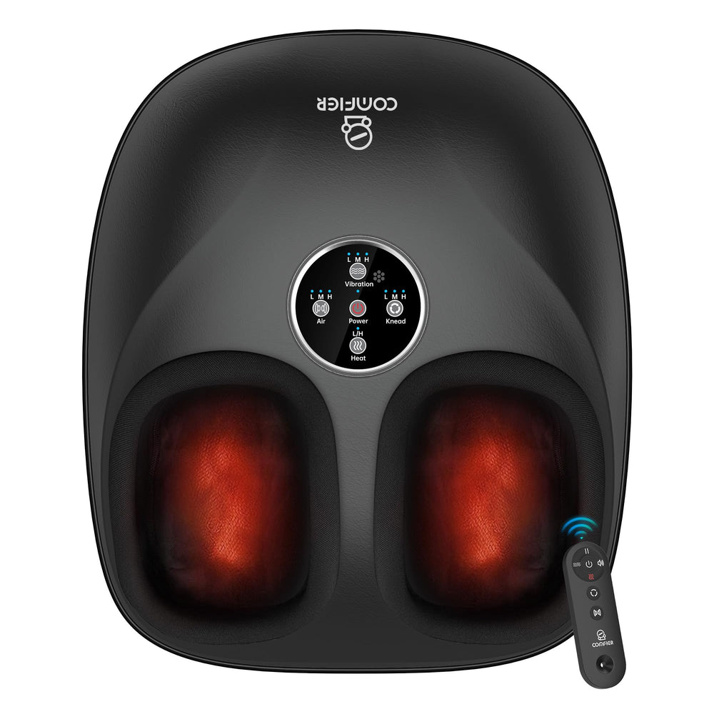 COMFIER shiatsu foot massager with roller heads delivers deep kneading for sore feet.