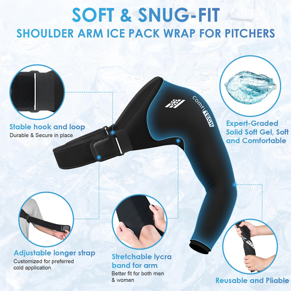 ComfiTECH shoulder-arm wrap employs stretch Lycra fabric for comfortable movement during cooldown