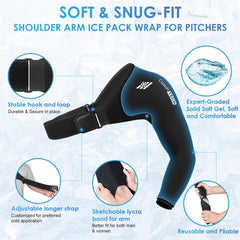 ComfiTECH shoulder-arm wrap employs stretch Lycra fabric for comfortable movement during cooldown