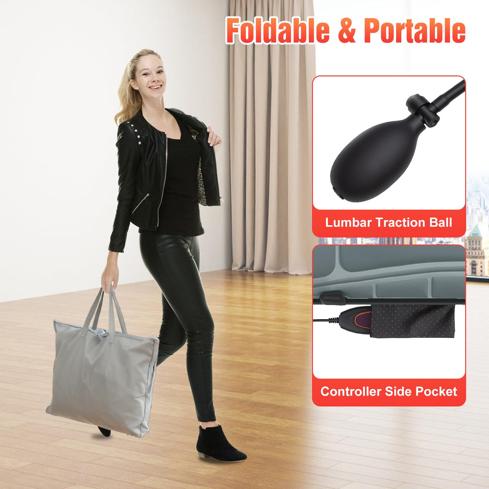 ComfyElect inflatable lumbar pillow supports adjustable back alignment during sessions.