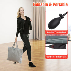 ComfyElect inflatable lumbar pillow supports adjustable back alignment during sessions.