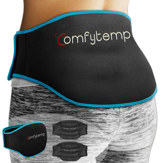 Comfytemp back ice pack brace worn at the waist for targeted lumbar support.
