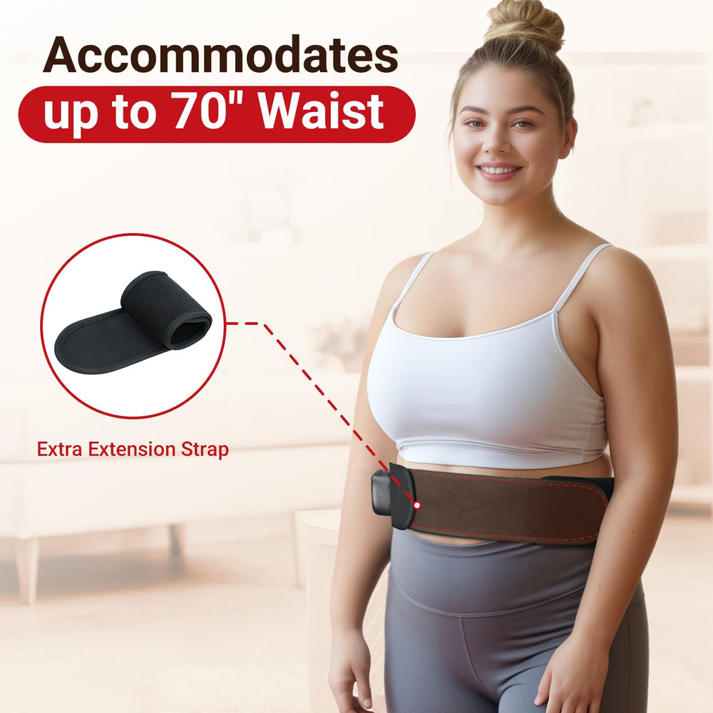Comfytemp belt on body lower back captures versatile placement for core areas