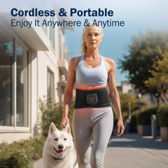 Comfytemp cordless red light belt worn around the waist for easy daily relief.