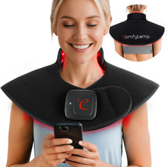 Comfytemp cordless red-light therapy neck wrap showing portable design for at-home use