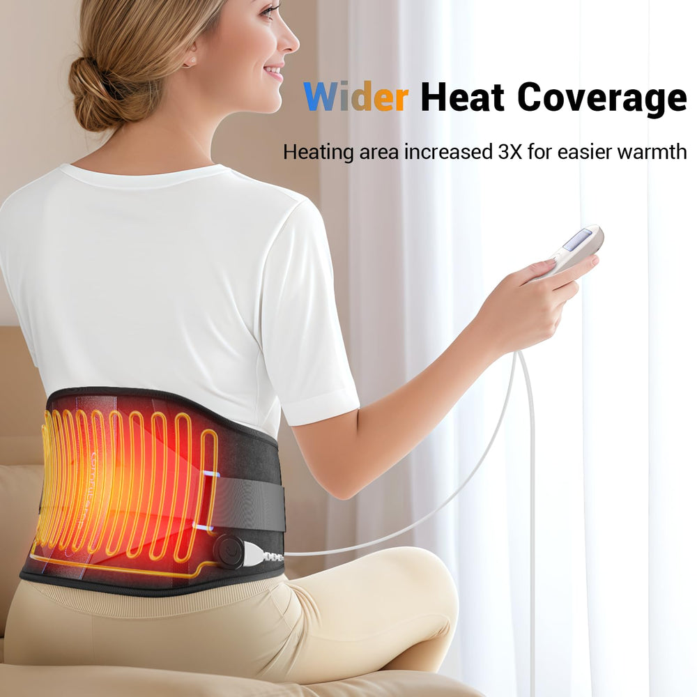 Comfytemp back heat pad delivers 300 percent coverage for broader warmth.