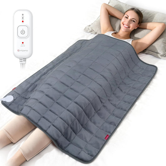 Comfytemp far infrared heating pad with back coverage for soothing warmth.