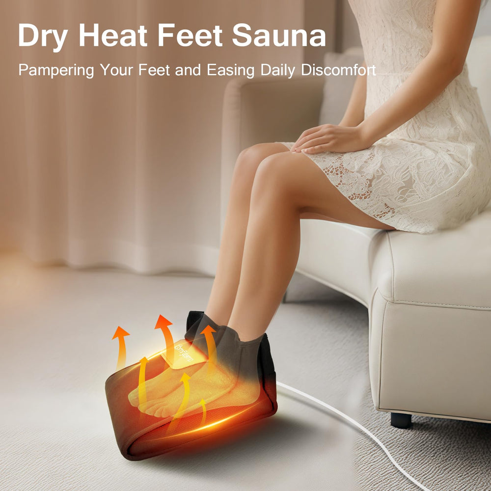 Comfytemp foot warmer shows 3D heat coverage for even warmth across feet.
