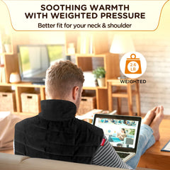 Close-up of Comfytemp large wrap offering full neck and shoulder coverage.