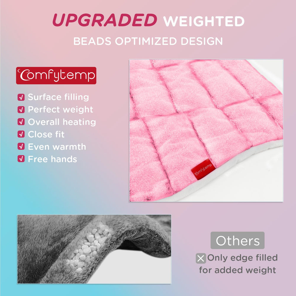 Comfytemp large 19x23 heating pad provides broad coverage for neck and back.