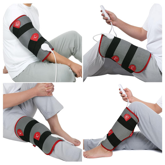 Comfytemp leg heating pad wrap on leg for wearable warmth.