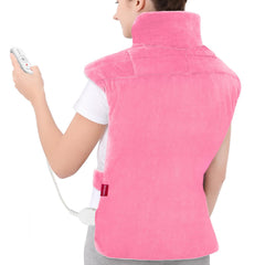 Comfytemp upgraded heating pad covers back and shoulders in pink for full warmth.