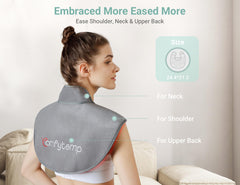 Comfytemp wearable red-light therapy wrap shown in use for hands-free therapy.