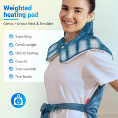 Comfytemp weighted pad wraps around neck and shoulders for targeted relief.