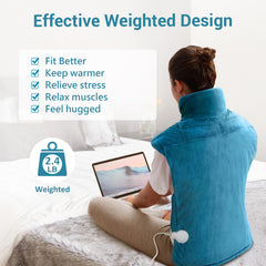 Comfytemp weighted neck and shoulders wrap offers targeted warmth.