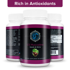 Common Sense Pure Muscadine seeds and skins close-up showing natural ingredients and polyphenols