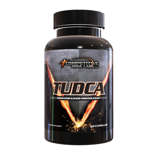 Competitive Edge Labs TUDCA bottle close-up highlighting liver support formula.
