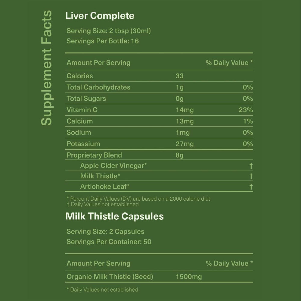 Complete Natural Liver Complete Bundle being poured shows liquid formula for absorption