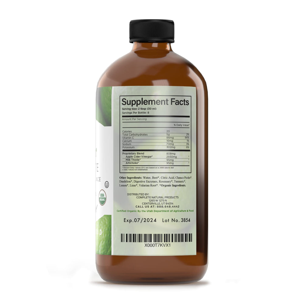 Complete Natural Liver Complete label closeup highlights organic kosher liver cleanse ingredients